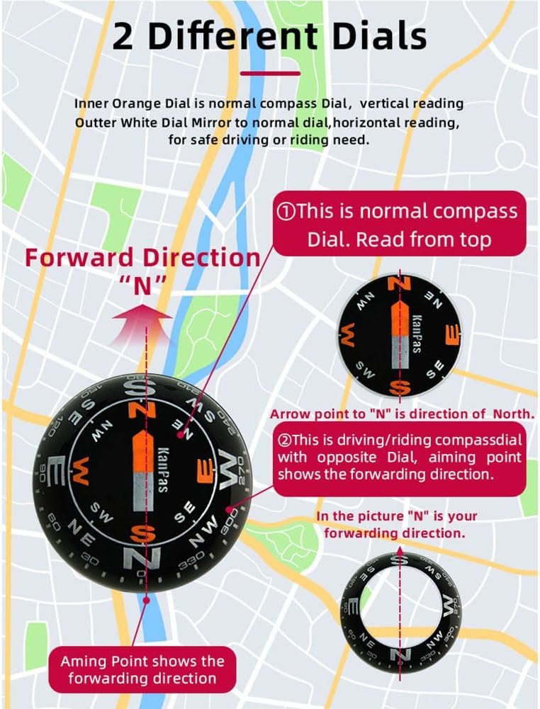 KanPas Dashboard Compass Ball with Double Dials for Cars Boats - Image 4